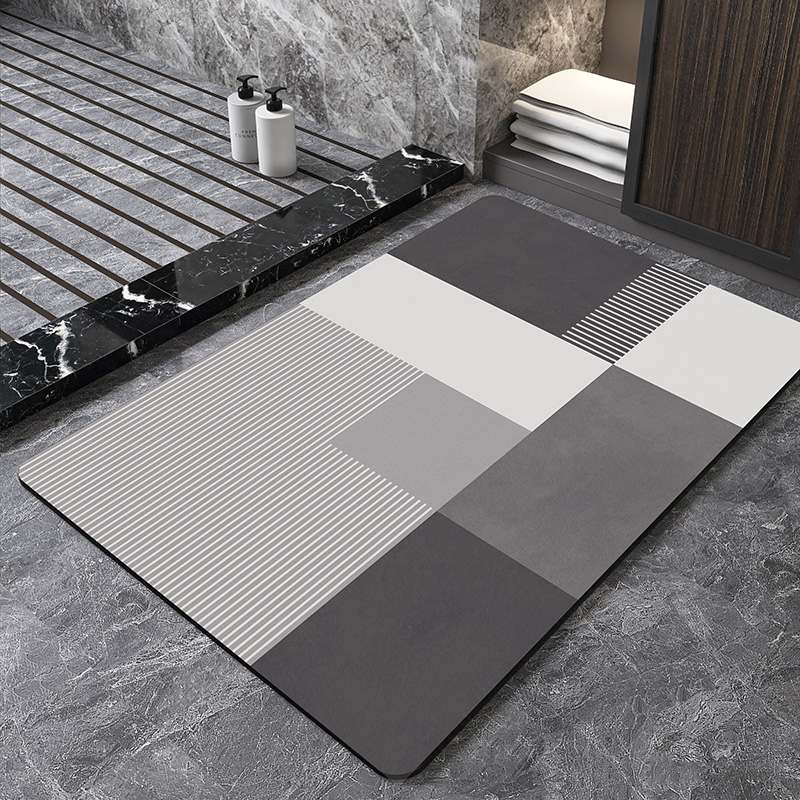 Quick Dry Diatomite Bath Mat - Keset kamar mandi Diatomite geometris Nordic,