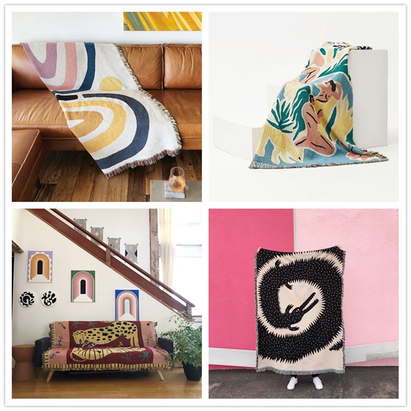 Selimut Lempar Pastel Pink Des - Boho Throw Blanket Fringe ulasan dan harga