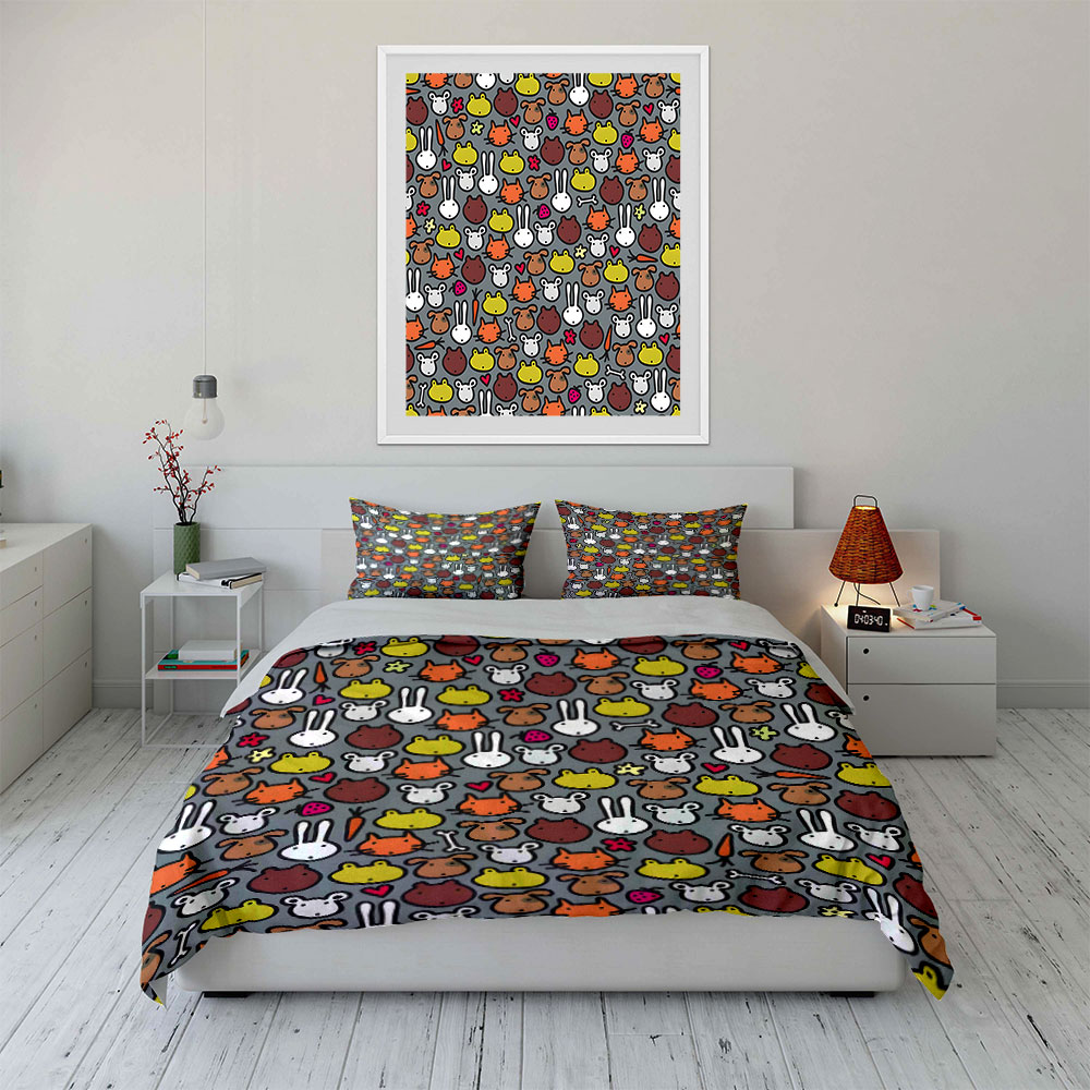 Set Penutup Selimut Pola Wajah - Duvet Cover Sets With Zipper ulasan dan harga