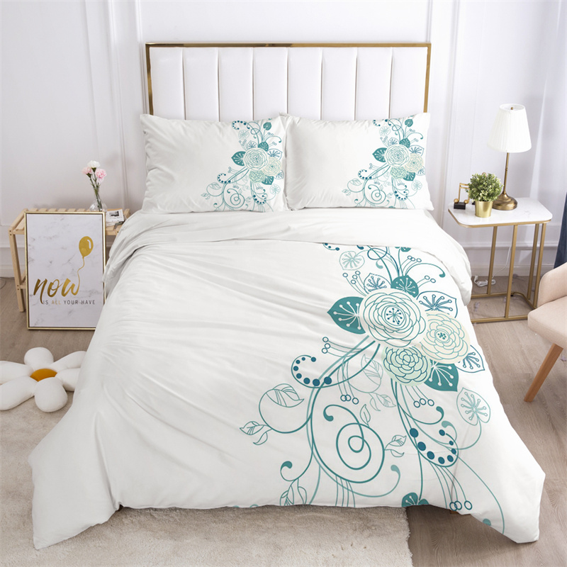 Set Sprei Motif Daun Bunga Mik - Aesthetic Floral Duvet Cover ulasan dan harga