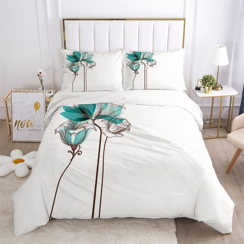 Set Sprei Motif Daun Bunga Mik - Aesthetic Floral Duvet Cover ulasan dan harga